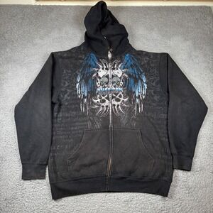 Y2K American Chopper Skull Motorcycle Biker Hoodie Affliction Men's Sz M Vintage